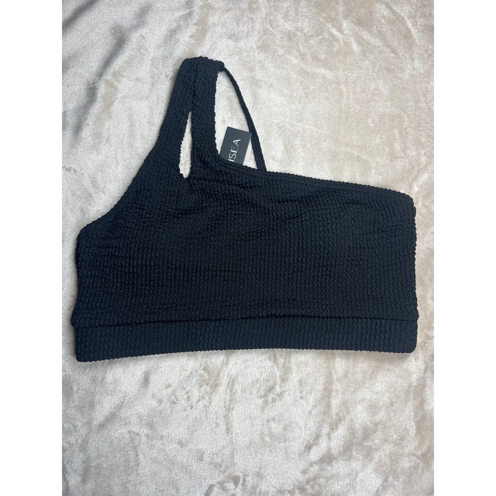 Talisea Black Smocked One Shoulder Bikini Top S